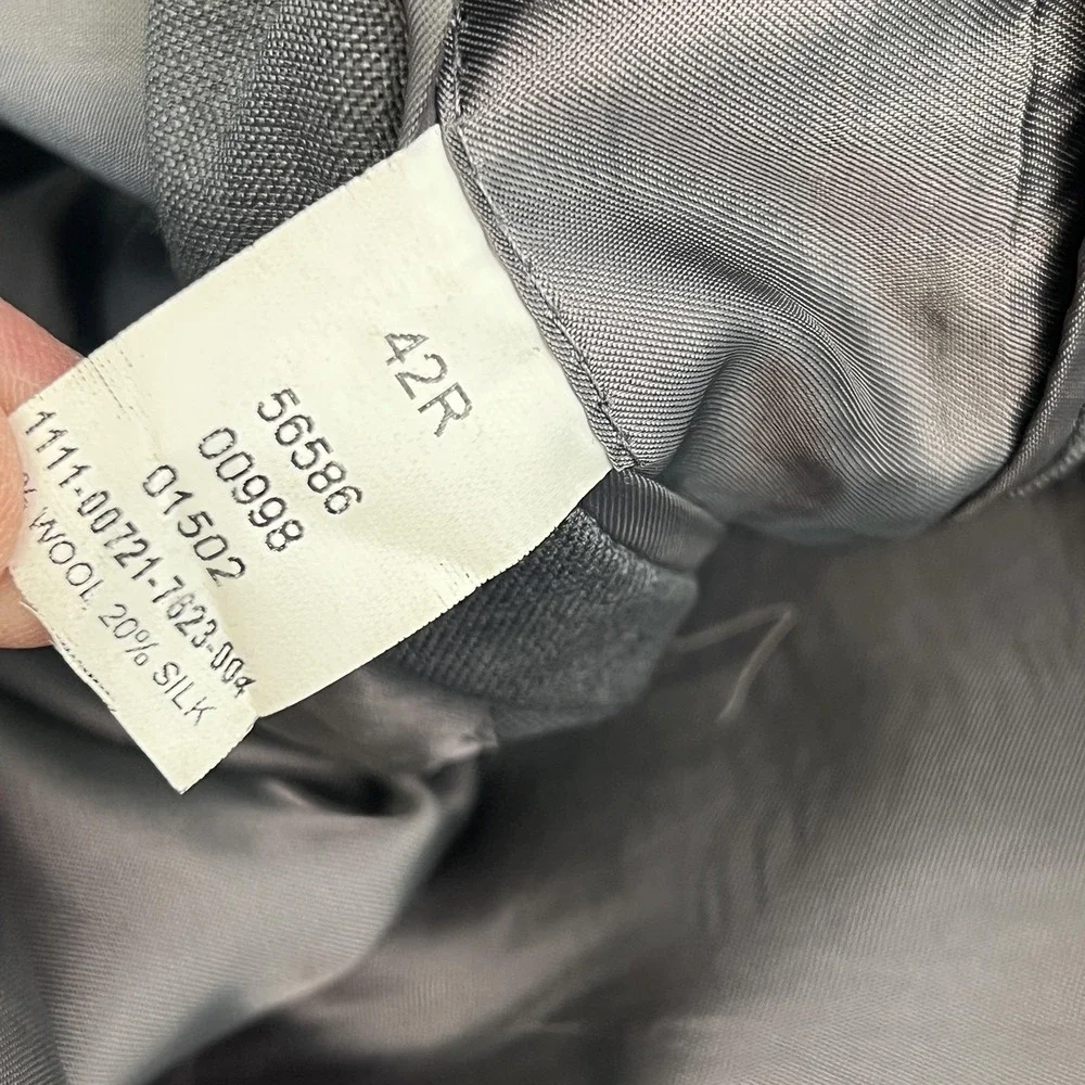 Jos A Bank Signature Suit Mens 42R 34x31 Gray Wool Silk Tailored Fit 2 Piece